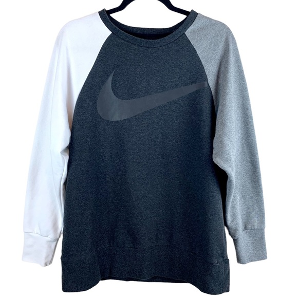Nike Dri-Fit Swoosh Training Sweatshirt Pullover Grey White Small - Picture 1 of 11